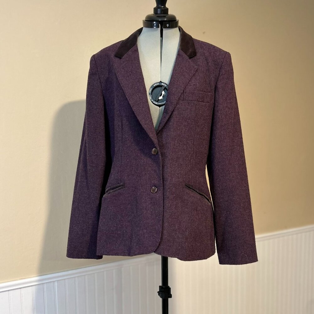 CAMPUS CASUALS Purple Wool BB Cut Blazer | Velvet Lapel | Vintage 70s Sz 13/14